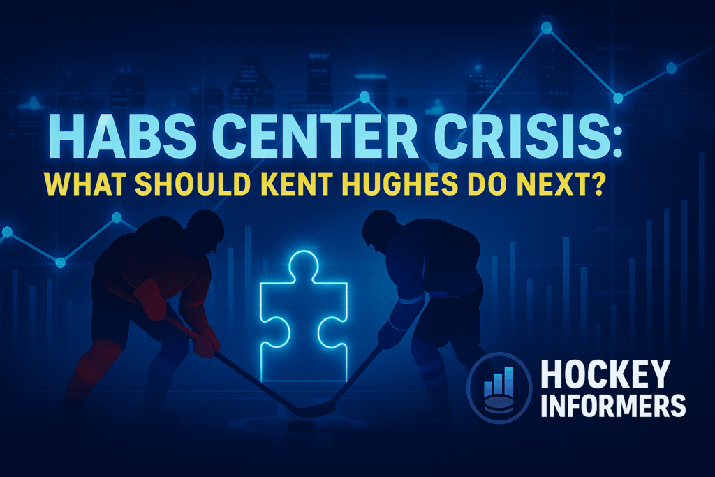 Montreal Canadiens center depth crisis graphic with Hockey Informers logo
