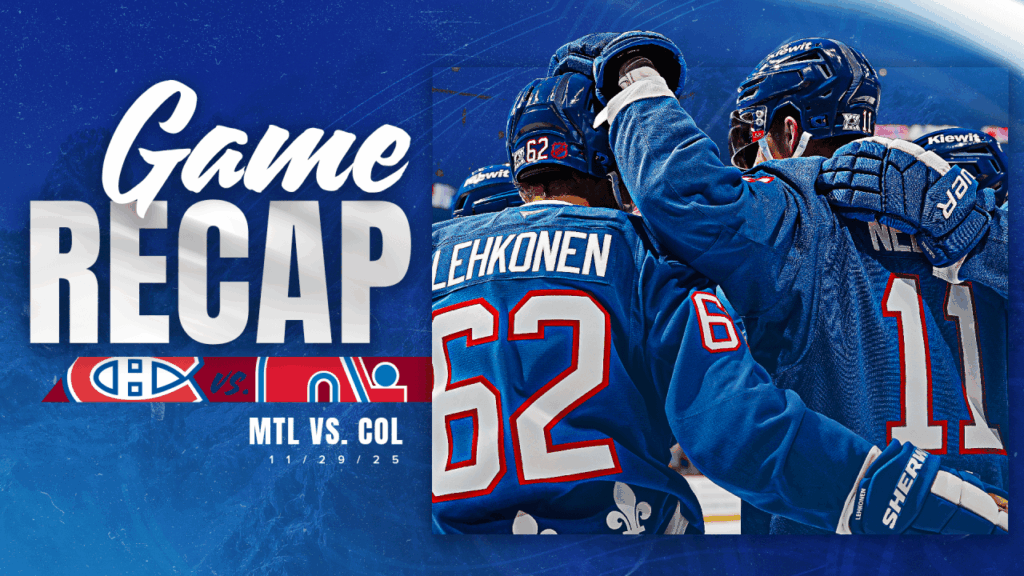 Nelson's Four-Point Game Leads Avalanche Past Canadiens 7-2