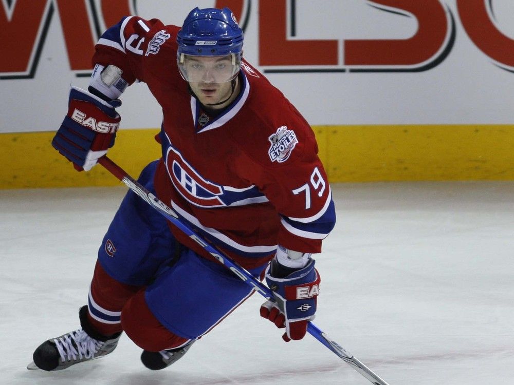 Defenceman Andrei Markov, who played his entire 990-game NHL career with the Canadiens, follows the play during a game against the Carolina Hurricanes at the Bell Centre in Montreal on Oct. 28, 2008.