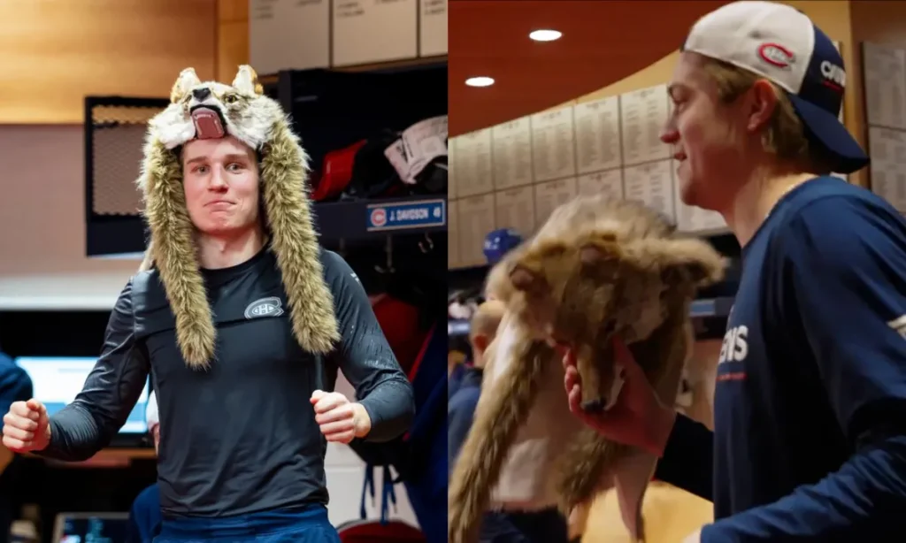 A memorable scene unfolds in the Canadiens' locker room after their win over the Jets