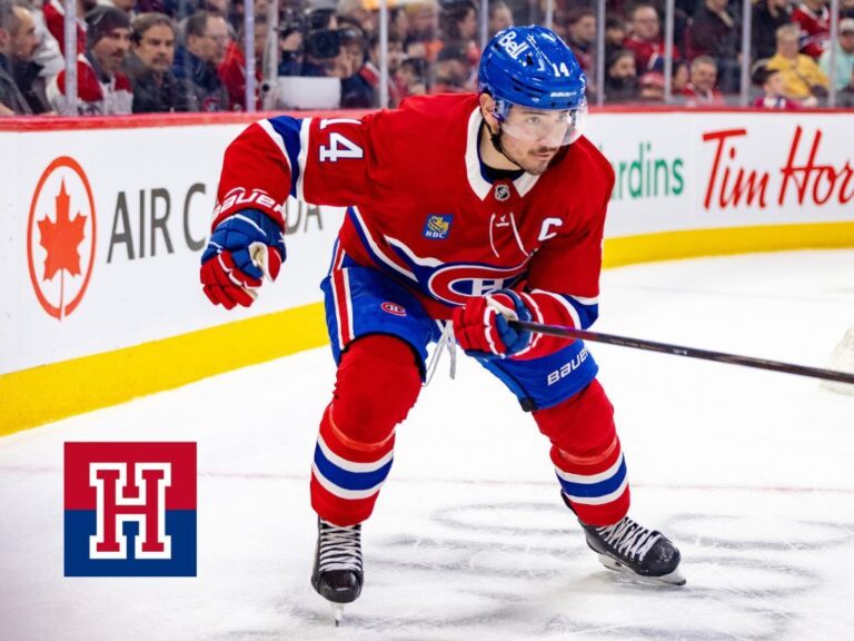 Canadiens captain Nick Suzuki follows play during game against the Ottawa Senators in Montreal on Tuesday.