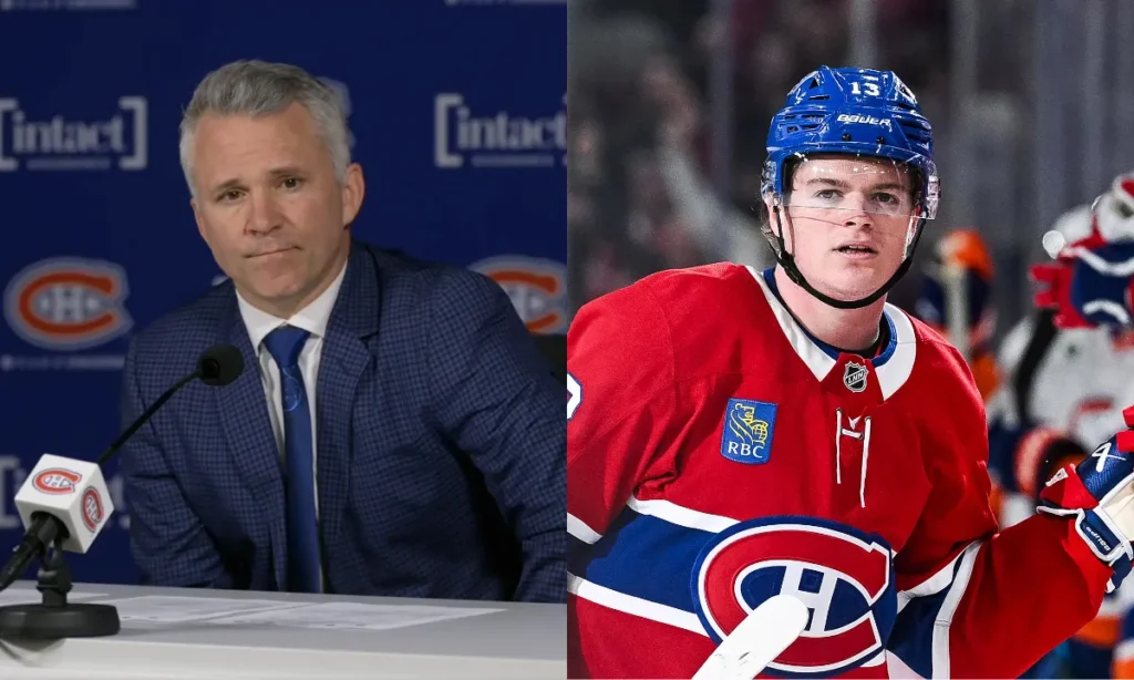 Photo of Martin St-Louis and Cole Caufield.