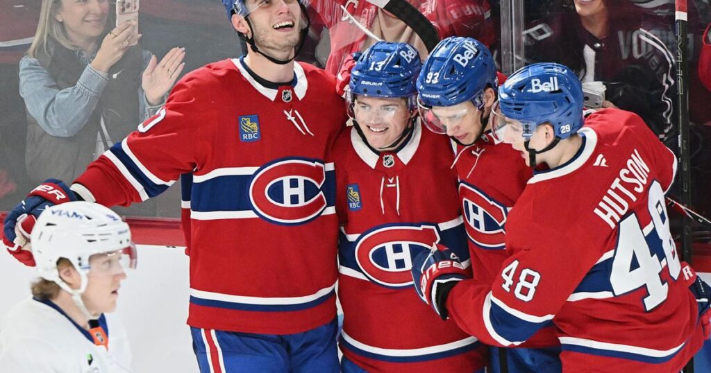 Cole Caufield has a hat trick in 5-point game to help the Canadiens beat the Islanders 7-3 | Associated Press