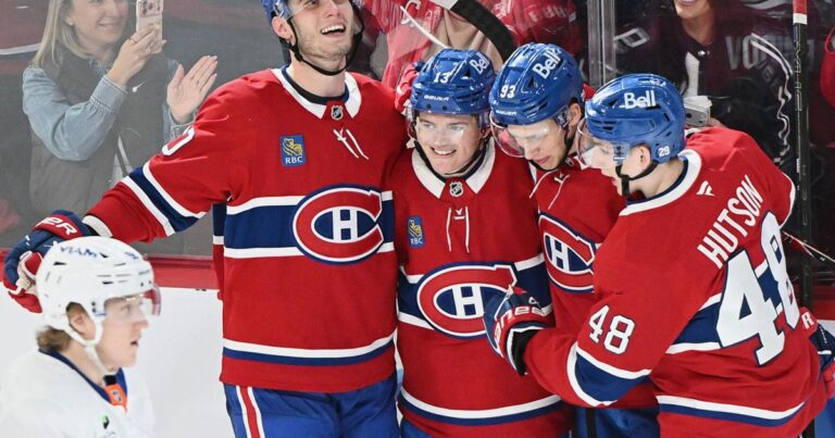 Cole Caufield has a hat trick in 5-point game to help the Canadiens beat the Islanders 7-3 | Associated Press