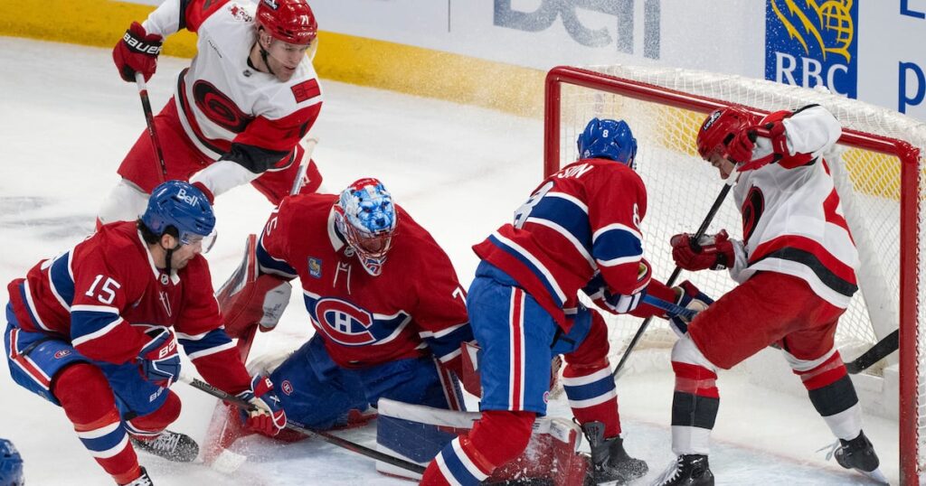 Jakub Dobes stakes claim as Canadiens' No. 1 goalie in win over Hurricanes