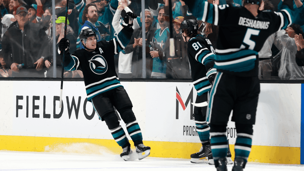Celebrini has 4 points, Sharks recover late after blowing 3-goal lead to Canadiens