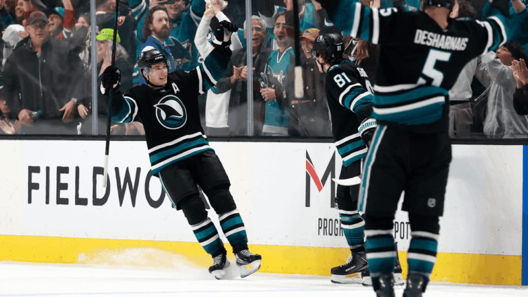Celebrini has 4 points, Sharks recover late after blowing 3-goal lead to Canadiens
