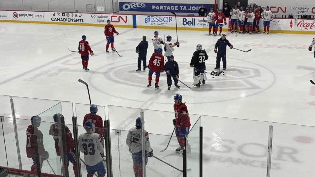 Photo of the Montreal Canadiens at practice in Brossard.