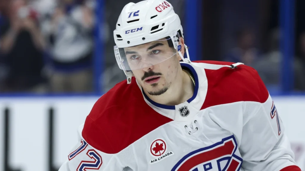Montreal Canadiens defenseman Arber Xhekaj (72) warms up before game two of the first round of the 2026 Stanley Cup Playoffs at Benchmark International Arena.