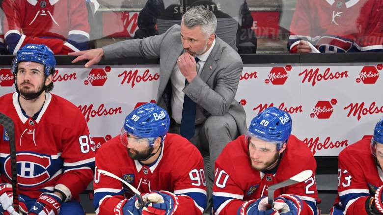 Head coach Martin St. Louis of the Montreal Canadiens looks on during the third period in Game Four of the Eastern Conference Final of the 2026 Stanley Cup Playoffs against the Carolina Hurricanes at Bell Centre on May 27, 2026 in Montreal, Quebec, Canada.