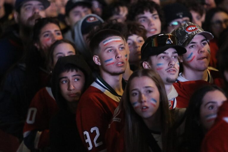 Anxious Canadiens fans watch Game 6 of the playoffs against the Lightning in Montreal.