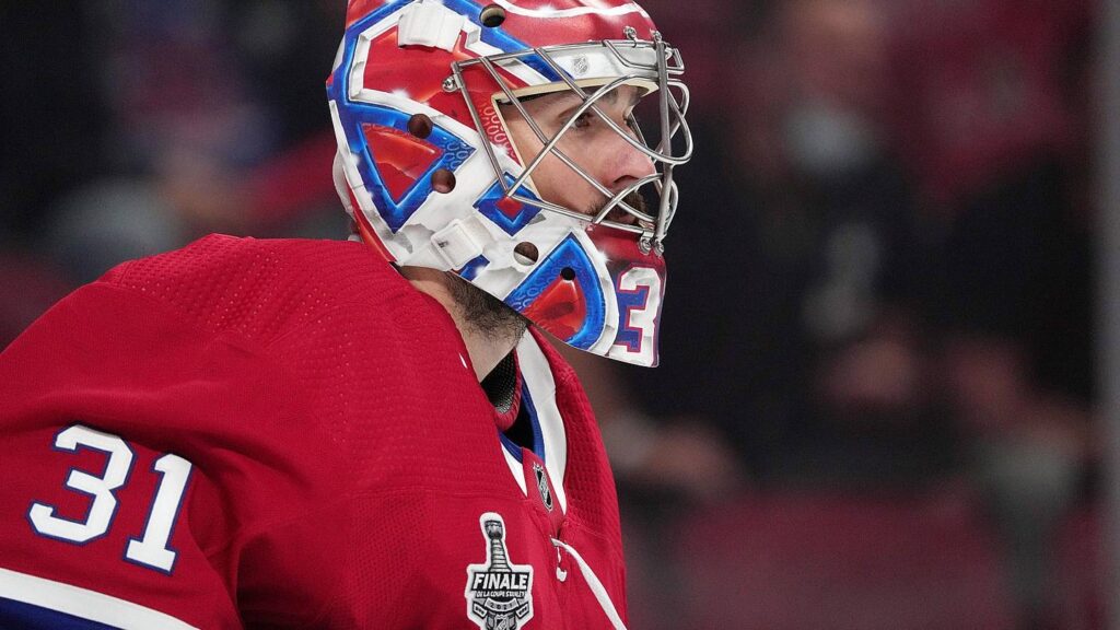 Jul 2, 2021; Montreal, Quebec, CAN; Montreal Canadiens goalie Carey Price (31) during the second period in game three of the 2021 Stanley Cup Final against the Tampa Bay Lightning at the Bell Centre. Mandatory Credit: Eric Bolte-Imagn Images