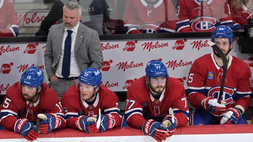 Montreal Canadiens head coach Martin St. Louis during the third period in game four of the Eastern Conference Final of the 2026 Stanley Cup Playoffs at Bell Centre.