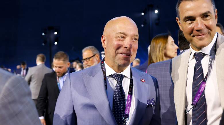 General manger Kent Hughes of the Montreal Canadiens attends the first round of the 2024 Upper Deck NHL Draft at Sphere on June 28, 2024 in Las Vegas, Nevada.