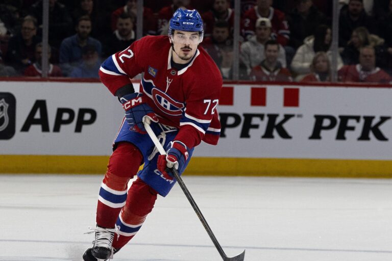 Montreal Canadiens defenceman Arber Xhekaj (72) during 3rd period NHL action in Montreal, on Wednesday, January 7, 2026.