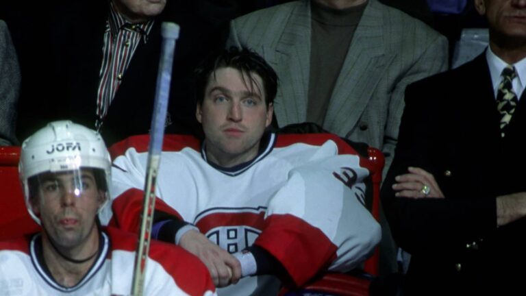 MONTREAL - DECEMBER 2: Goalie Patrick Roy #33 on the Montreal Canadiens sits on the bench after being pulled in the second period for allowing nine goals on 26 shots against the Detroit Red Wings on December 2, 1995 at the Montreal Forum in Montreal, Quebec, Canada. This would be Roy's last game with the Canadiens after demanding a trade during this game. The Red Wings defeated the Canadiens 11-1. (Photo by Bruce Bennett Studios via Getty Images Studios/Getty Images)