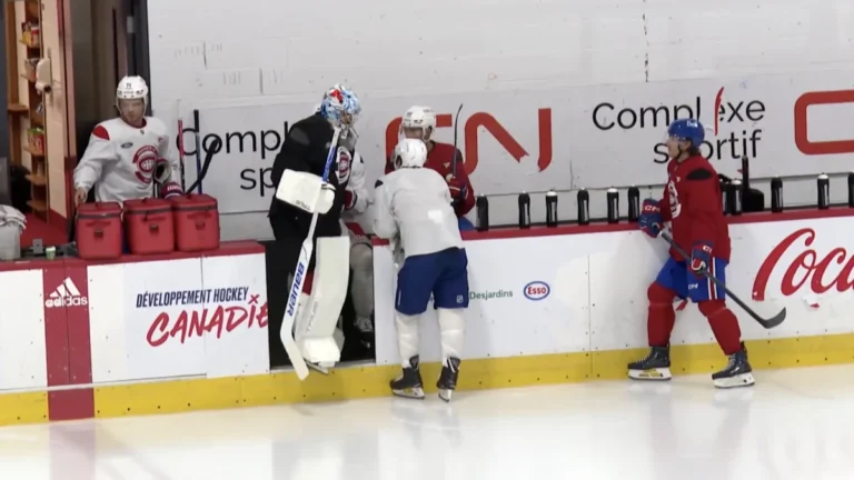 Kevin Mandolese with the Montreal Canadiens players live from Brossard.