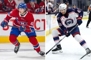 Jared Davidson (L) and Hunter McKown are expected to start the 2026-27 season in Laval (John Mahoney/Gazette and Frank Jansky/Icon Sportswire via Getty Images)